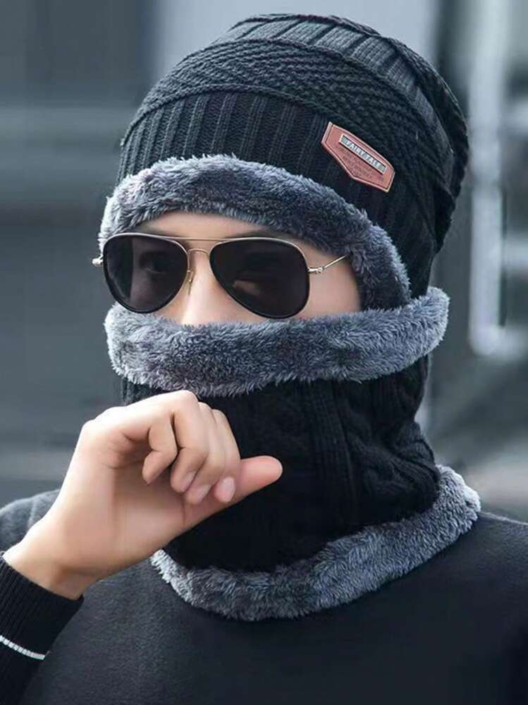 2PCS Winter Beanie Hat Scarf Set for Men and Women