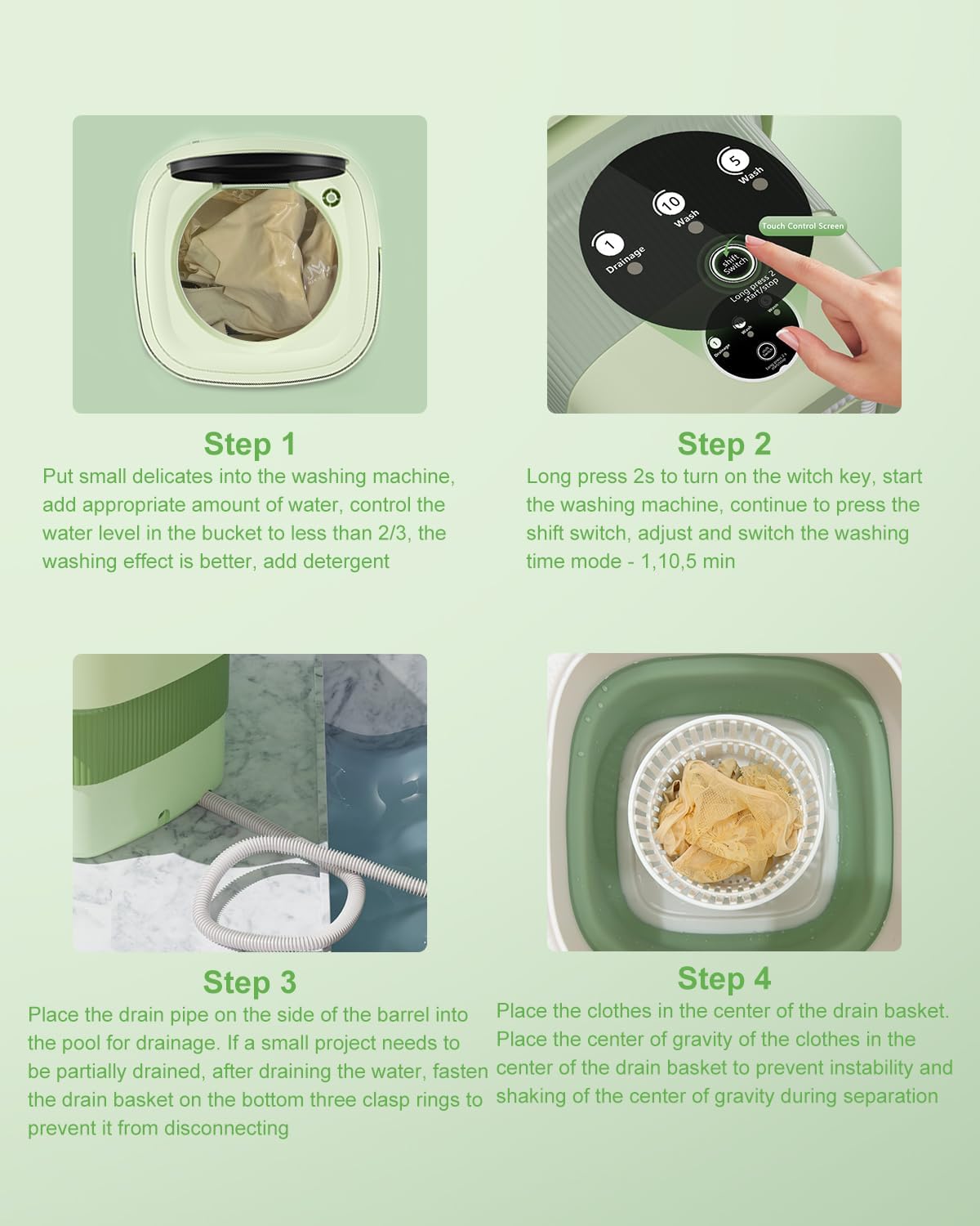 Portable Washing Machine, 12L Upgraded Mini Washing Machine With Spin Basket, Foldable Camping Washing