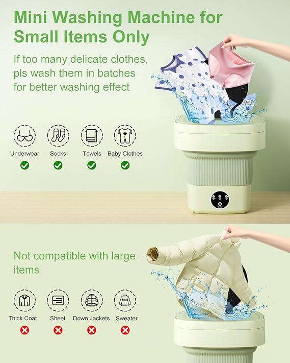 Portable Washing Machine, 12L Upgraded Mini Washing Machine With Spin Basket, Foldable Camping Washing