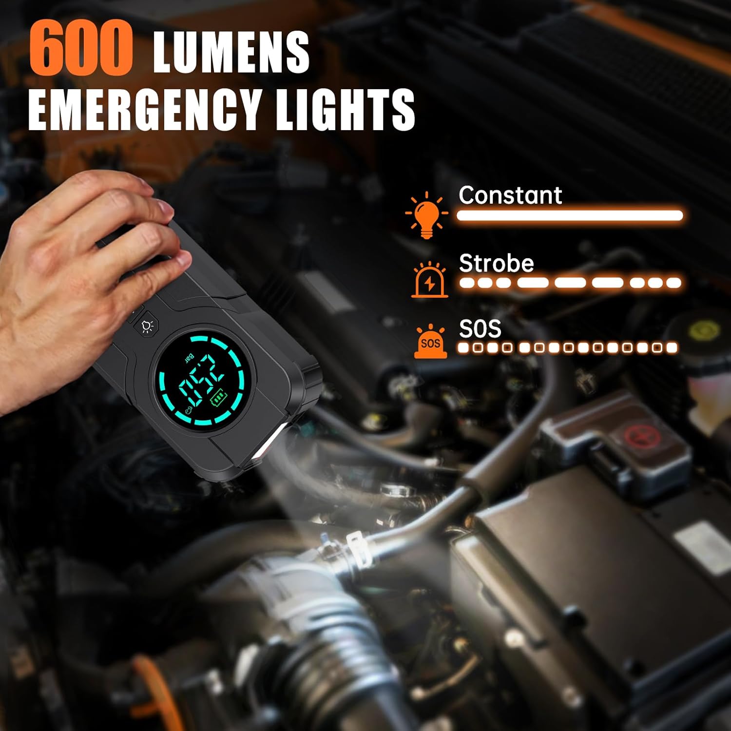 Portable 4000A Car Jump Starter with Air Compressor