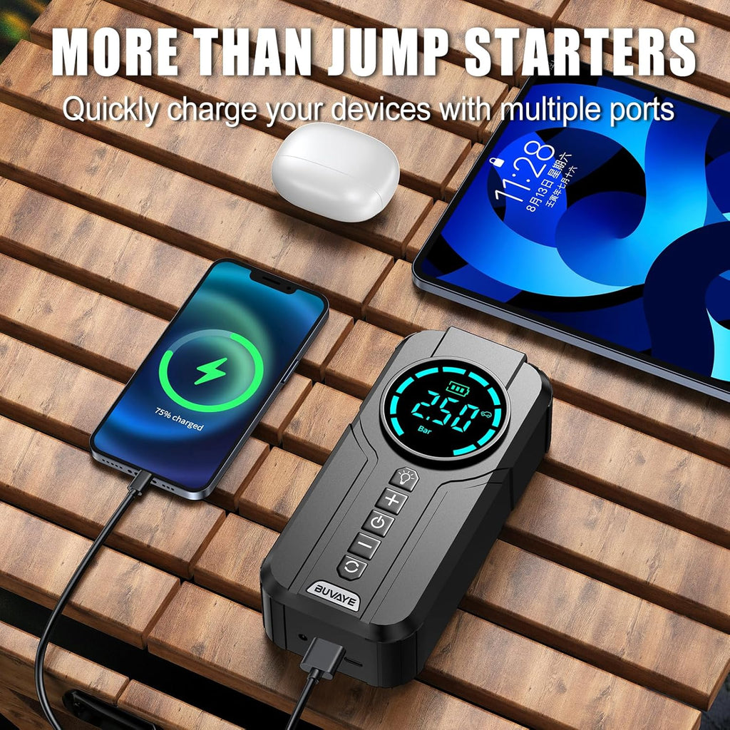 Portable 4000A Car Jump Starter with Air Compressor